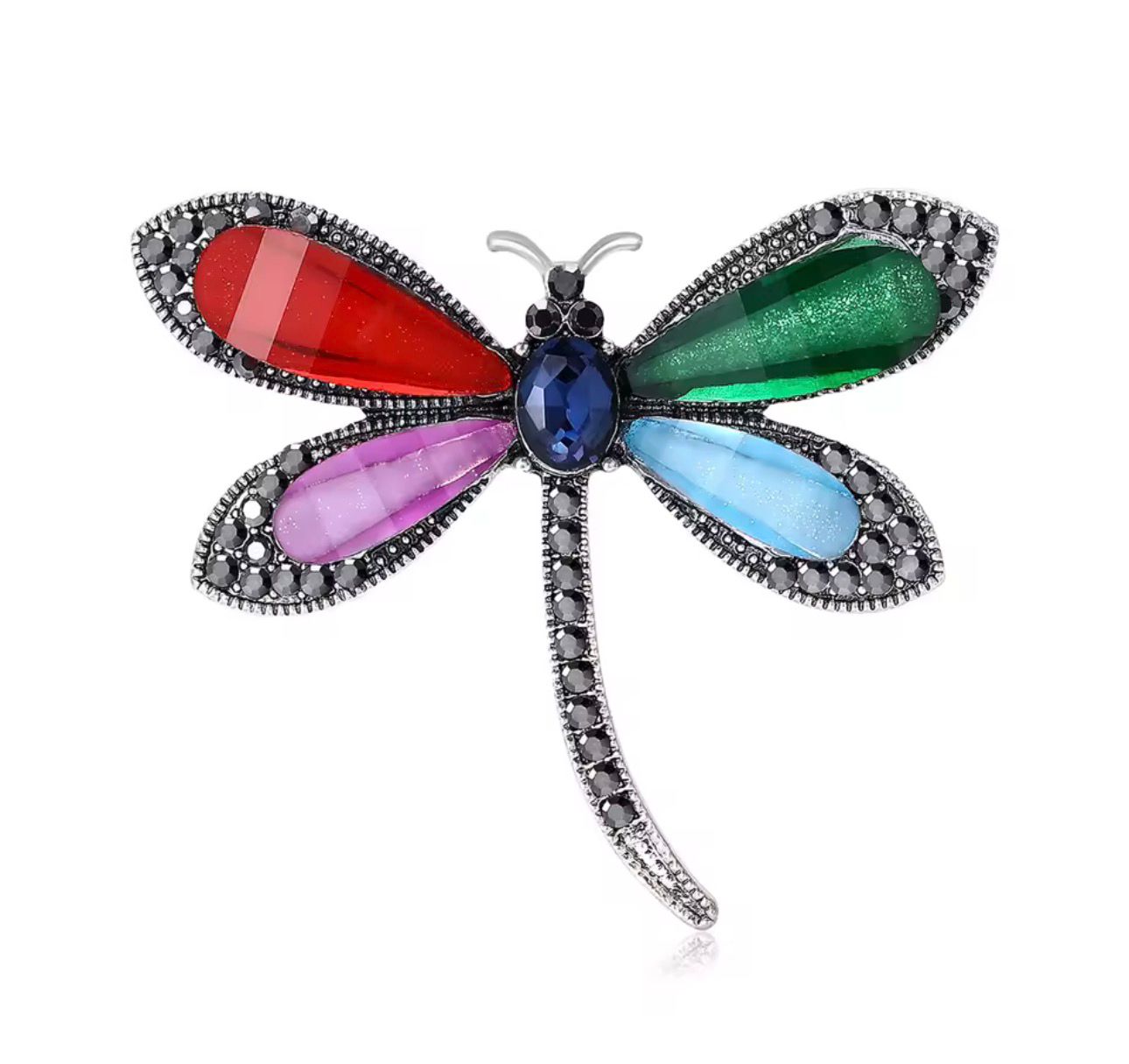 Broche Libélula com Cristais Coloridos