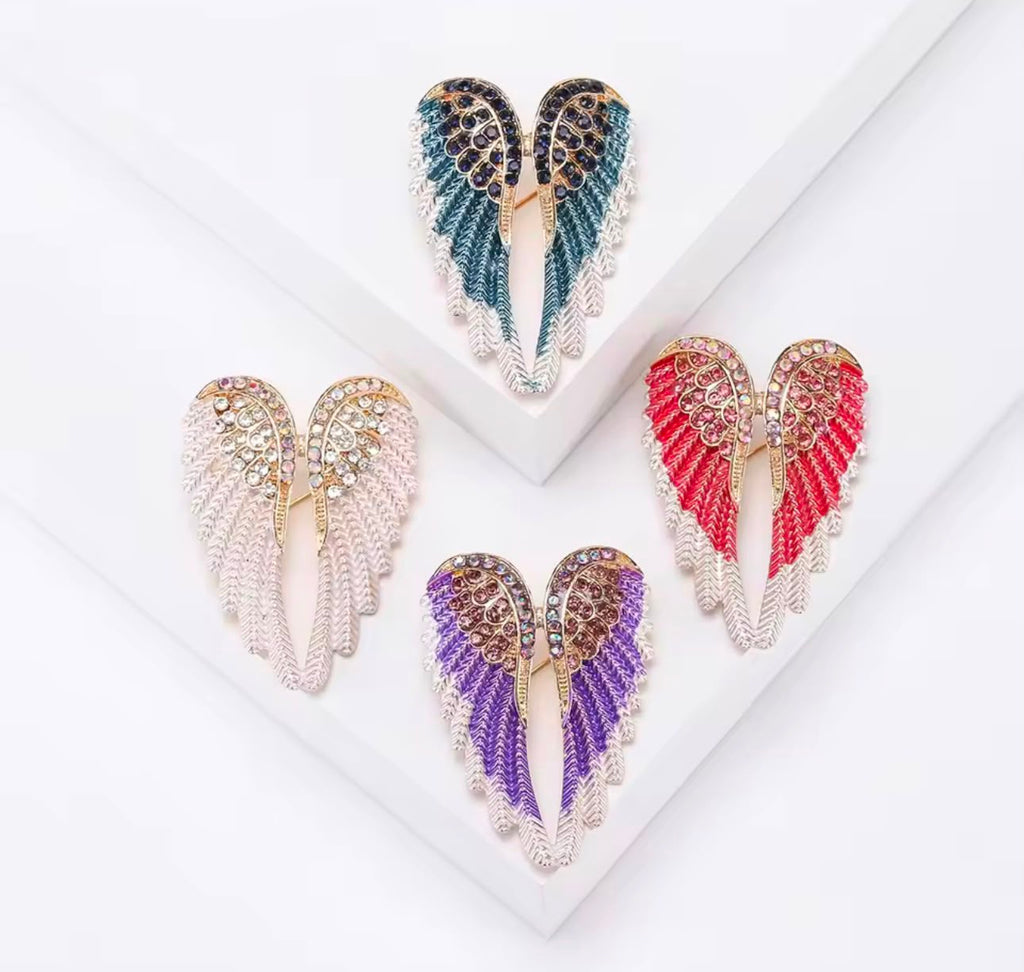 Broche Asas de Anjo com Strass Brilhante
