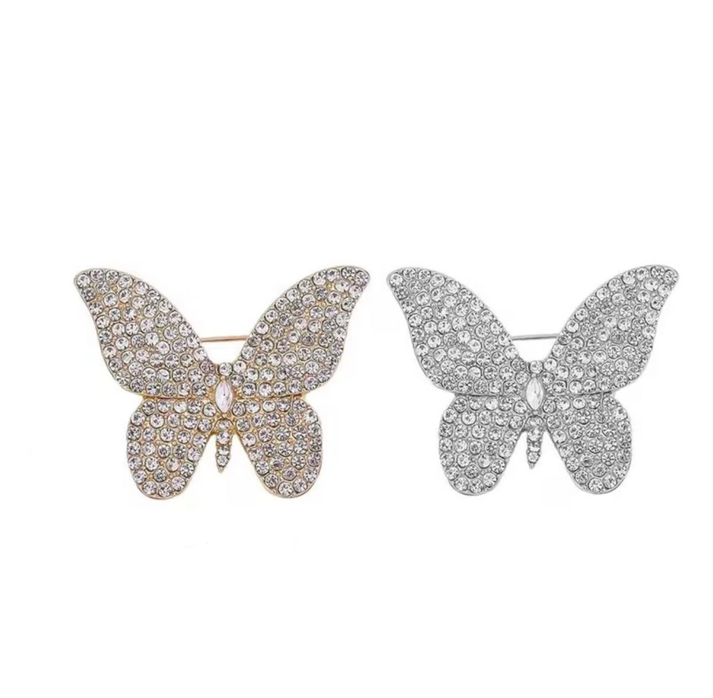 Broche Borboleta com Strass Delicado Acessório Elegante Feminino
