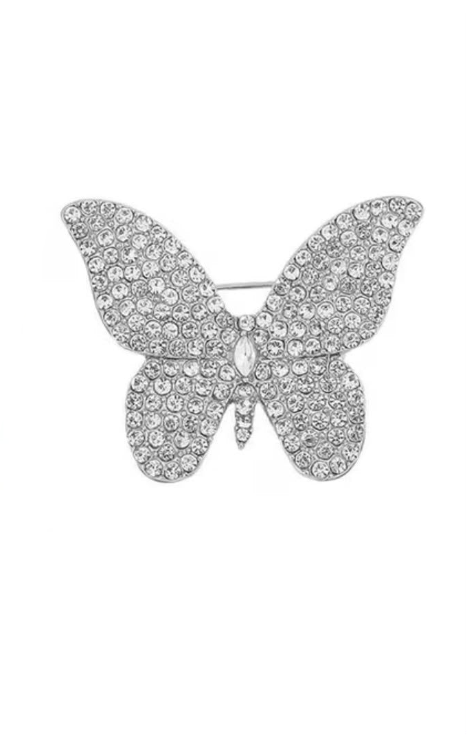 Broche Borboleta com Strass Delicado Acessório Elegante Feminino