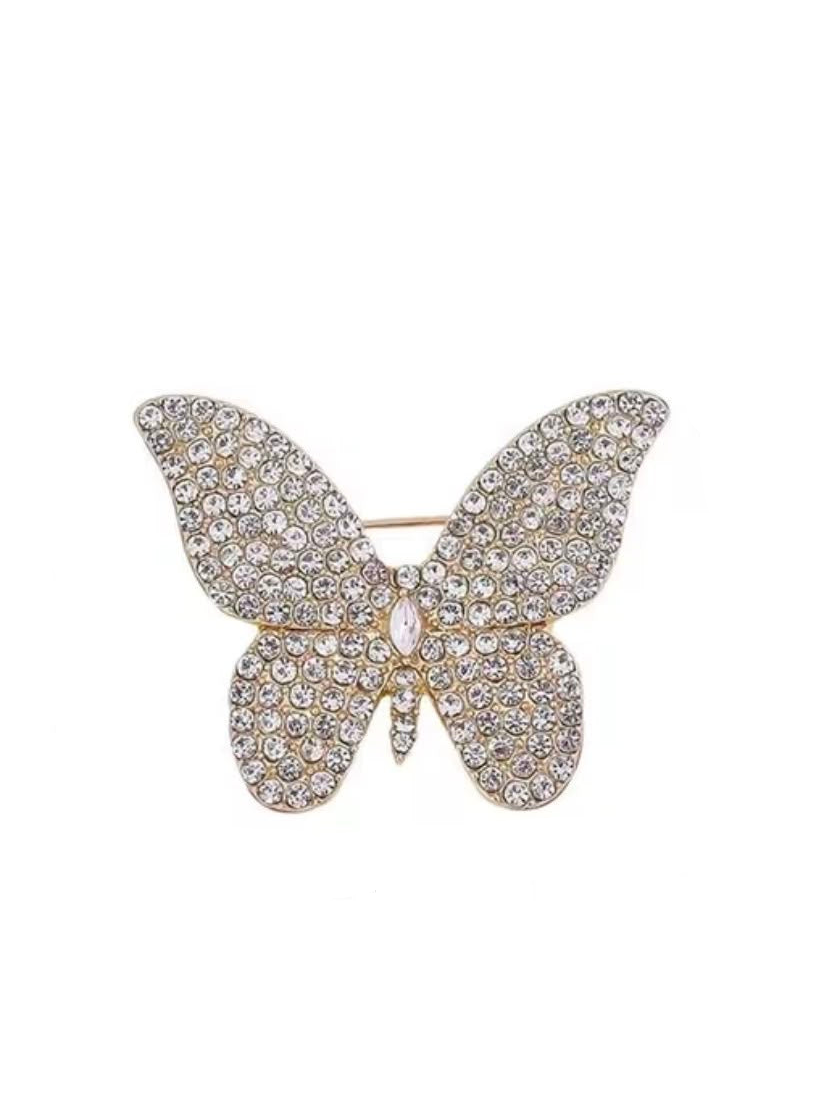 Broche Borboleta com Strass Delicado Acessório Elegante Feminino