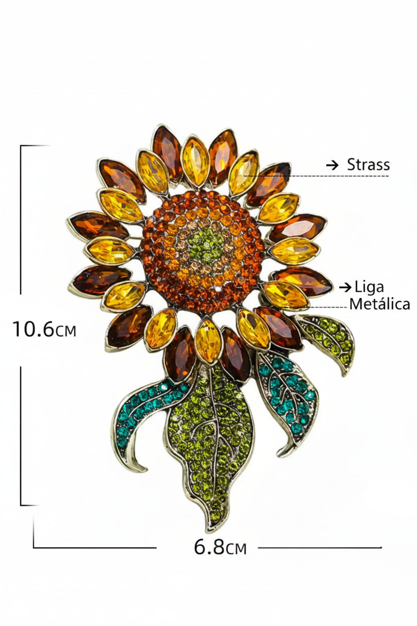 Broche Barroco Luxo Girassol Feminino Acessório Premium