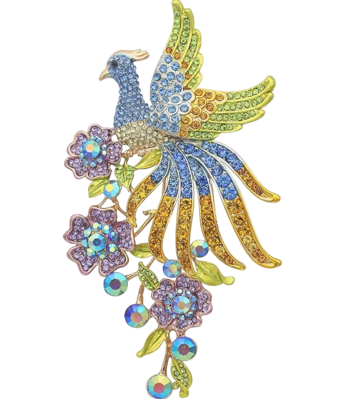 Broche Fênix de Cristal Exagerado Vintage com Strass Luxo
