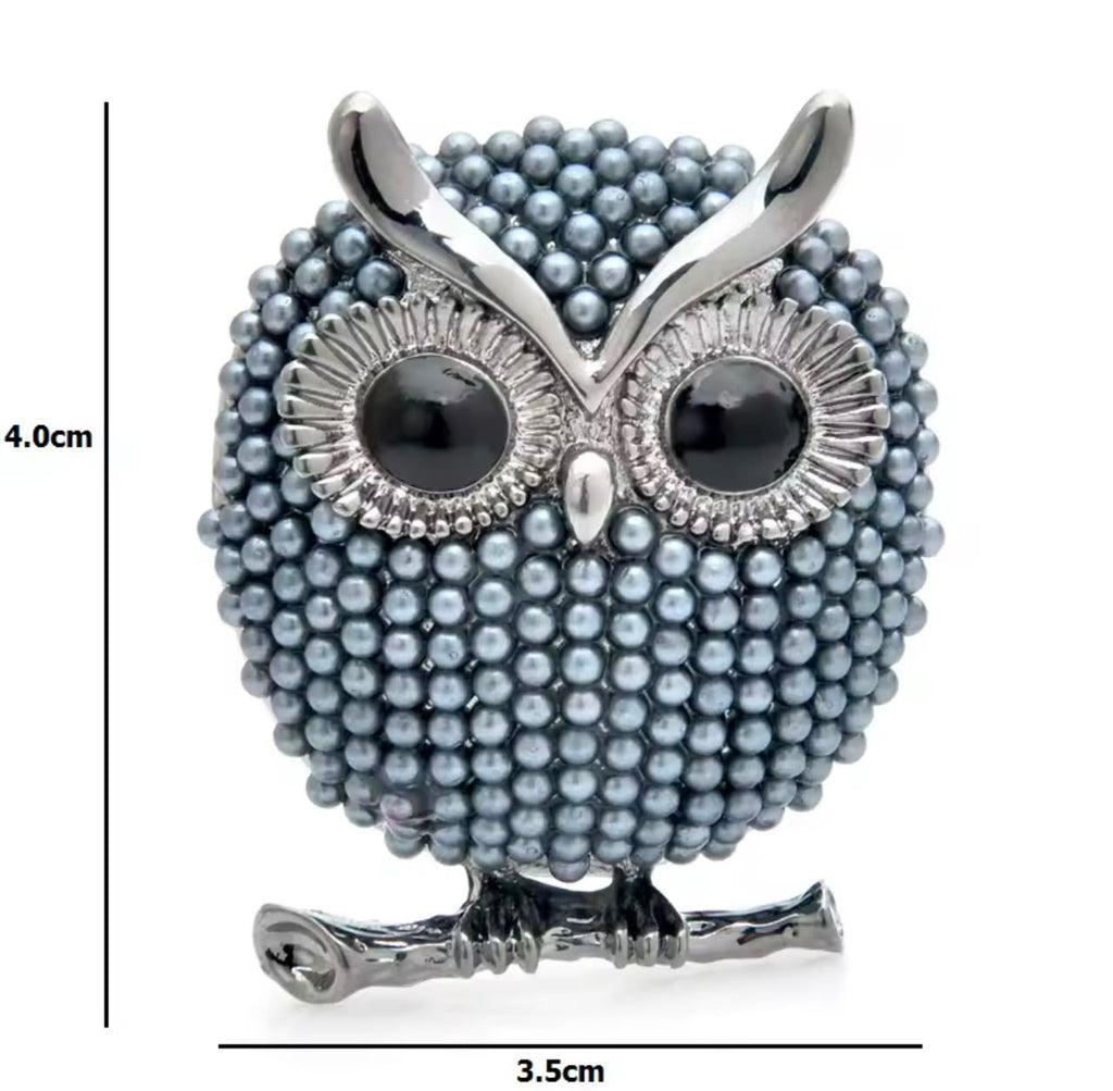 Broche Coruja com Pérola Simulada Elegante
