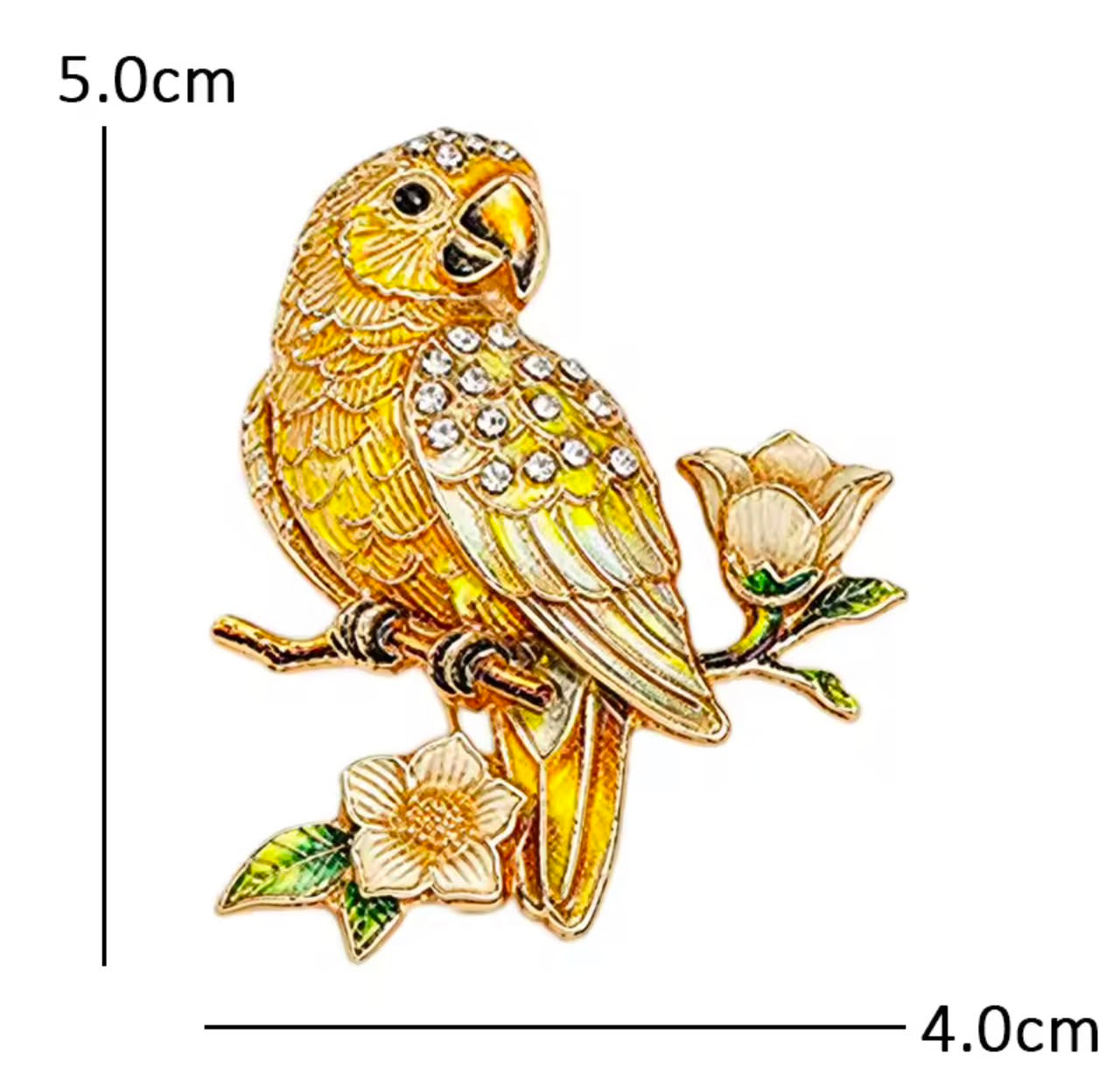 Broche Papagaio Flor com Strass Elegante Feminino