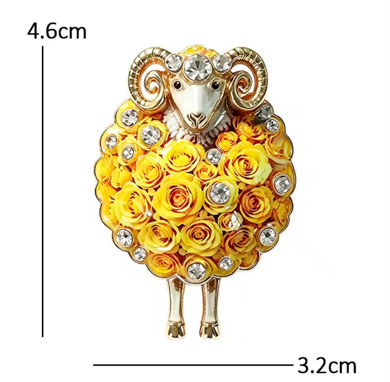 Broche Ovelha Floral com Strass Elegante Feminino