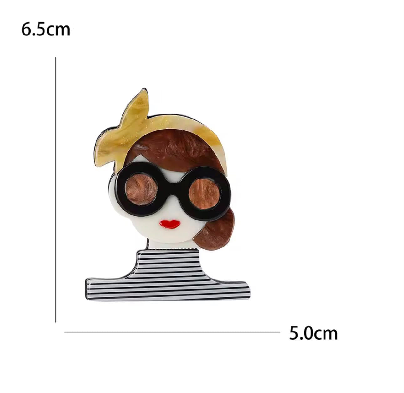 Broche Feminino Rosto Personagem Acrílico Elegante