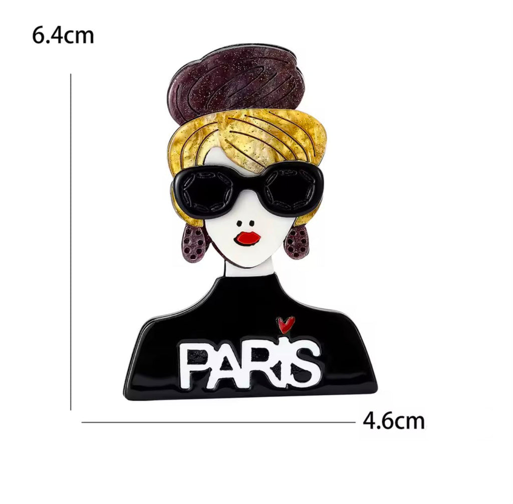 Broche Feminino Rosto Personagem Acrílico Elegante
