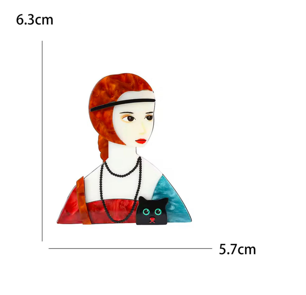 Broche Feminino Rosto Personagem Acrílico Elegante