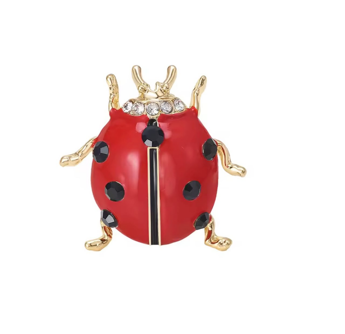 Broche Joaninha com Cristais Coloridos
