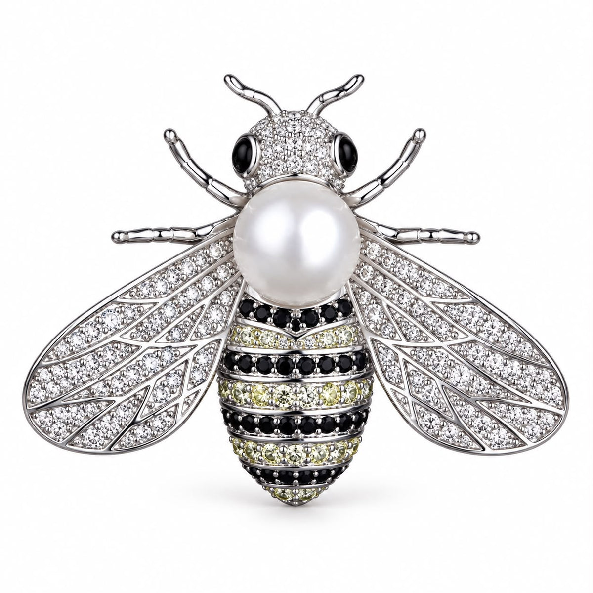 Broche de Abelha com Cristal e Pérola Simulada