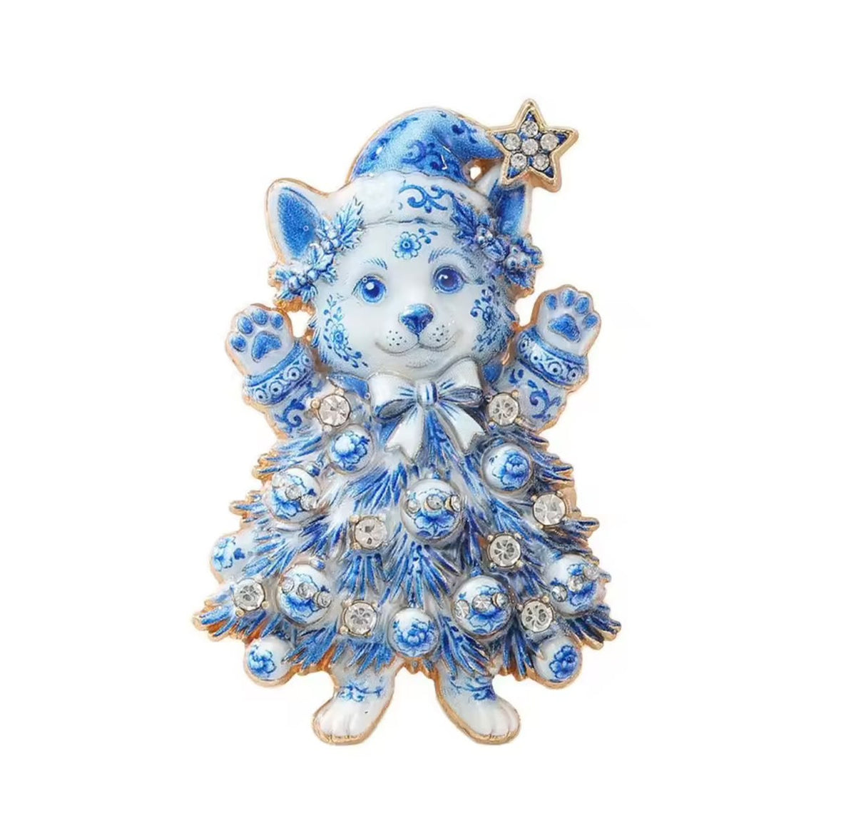 Broche Cachorro de Natal com Strass