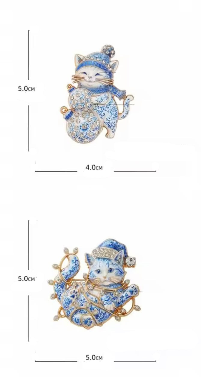 Broche Gato de Natal com Strass