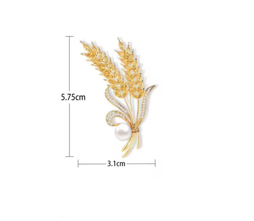 Broche Ramo de Trigo com Strass