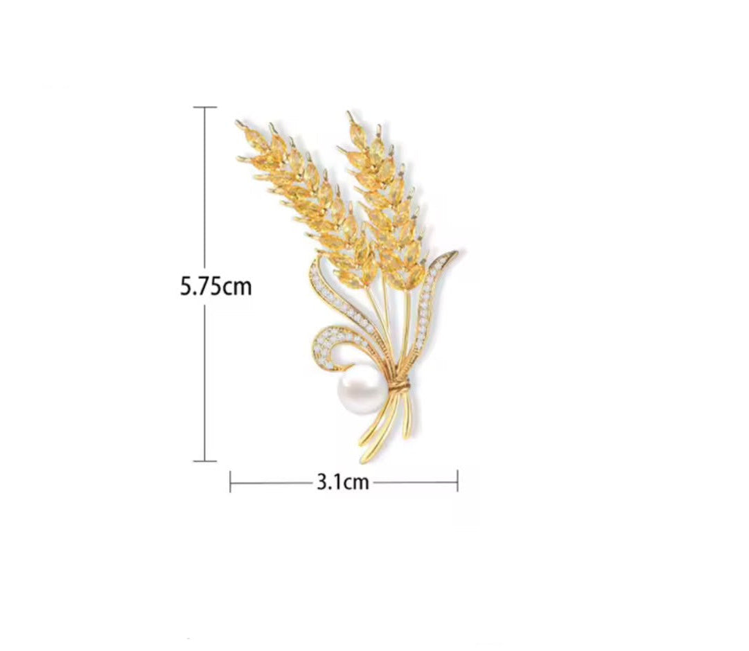 Broche Ramo de Trigo com Strass