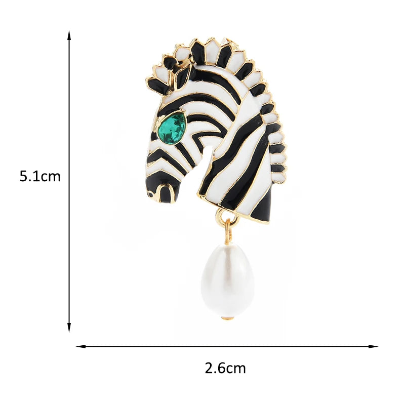 Broche Zebra com Pérolas e Strass Design Elegante Feminino