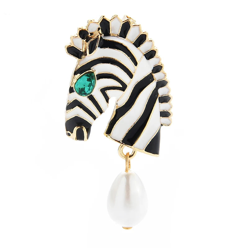 Broche Zebra com Pérolas e Strass Design Elegante Feminino