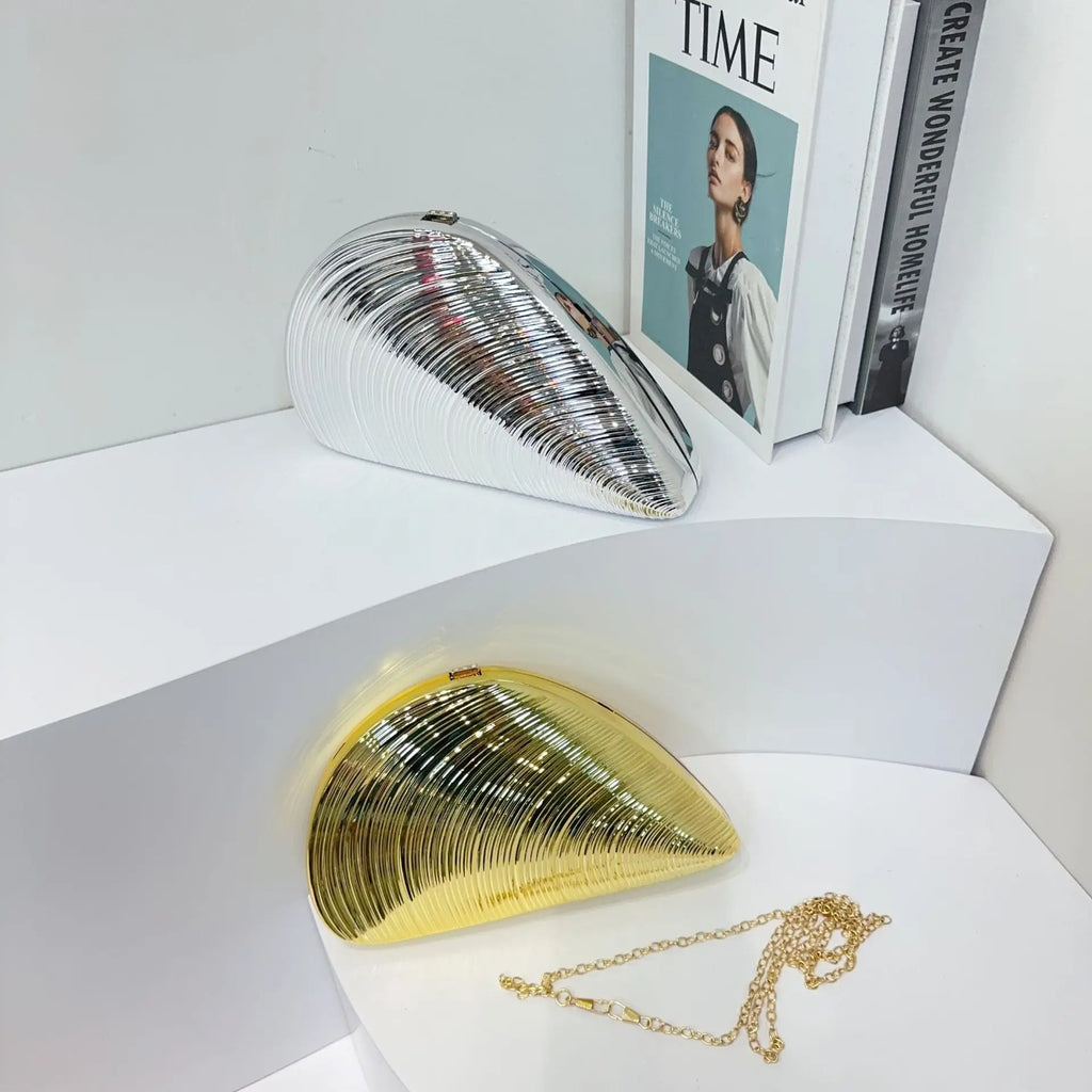 Clutch Concha Metálica Elegante para Festas