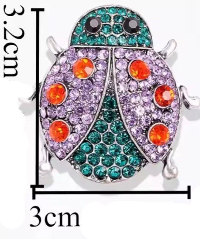 Broche Joaninha com Cristais Coloridos