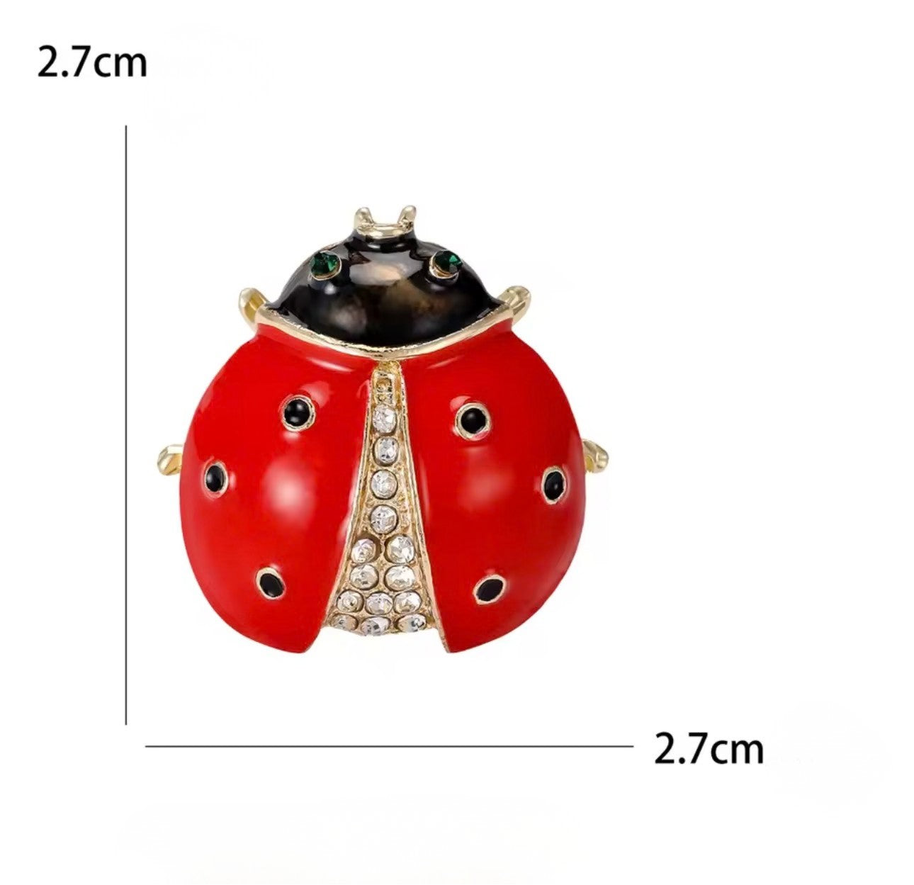 Broche Joaninha com Cristais Coloridos