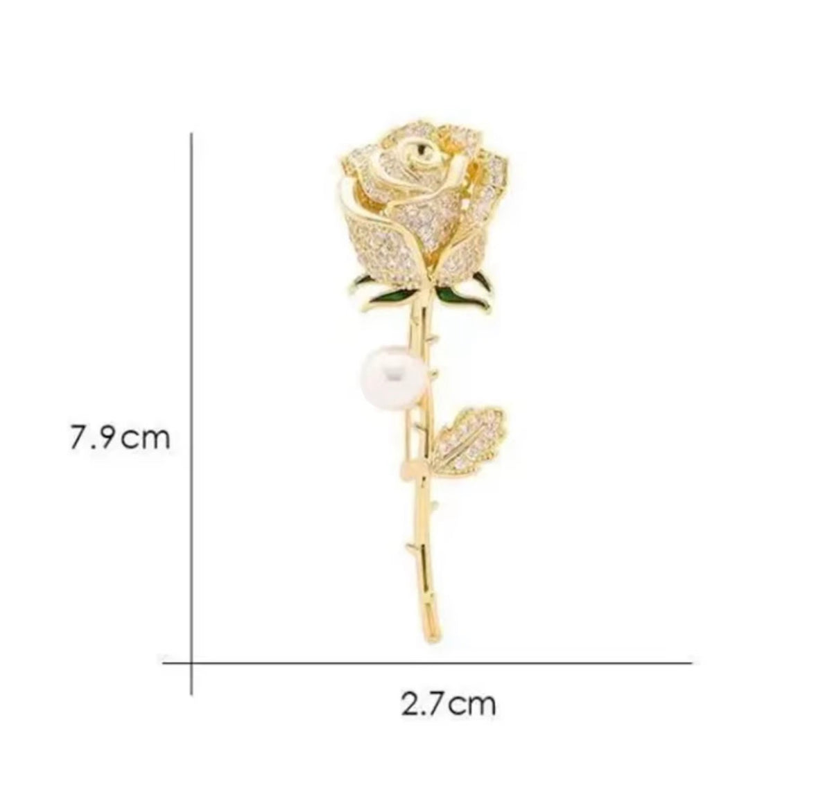 Broche Rosa com Cristais e Pérola