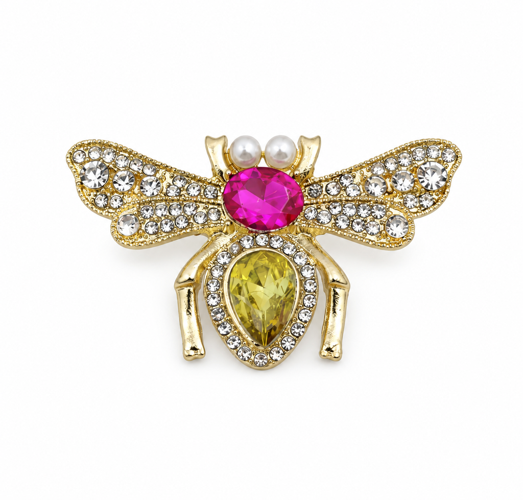 Broche Abelha com Pedras Coloridas