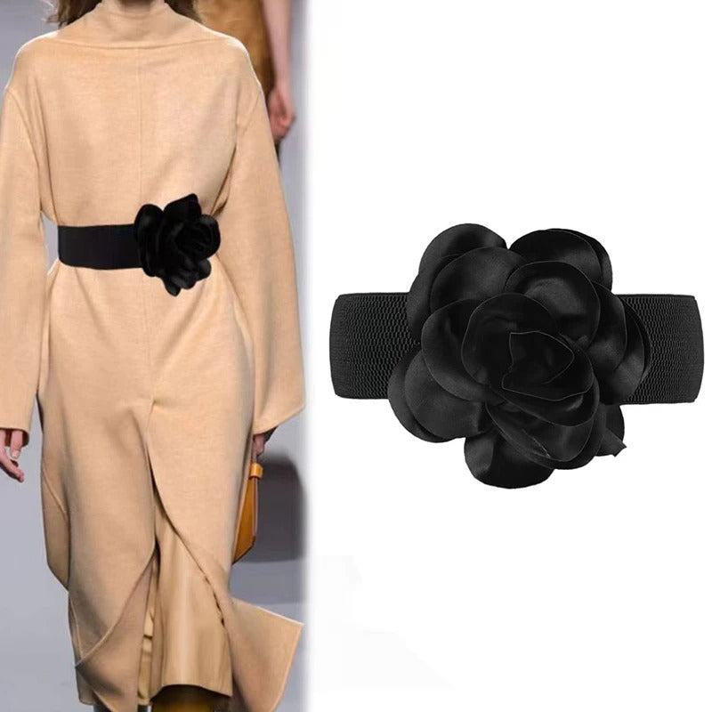 Cinto Feminino Elegante com Flores em Relevo