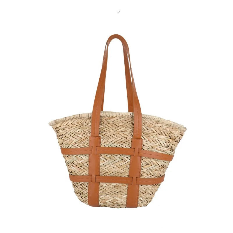 Bolsa de Palha Elegante para Praia e Verão