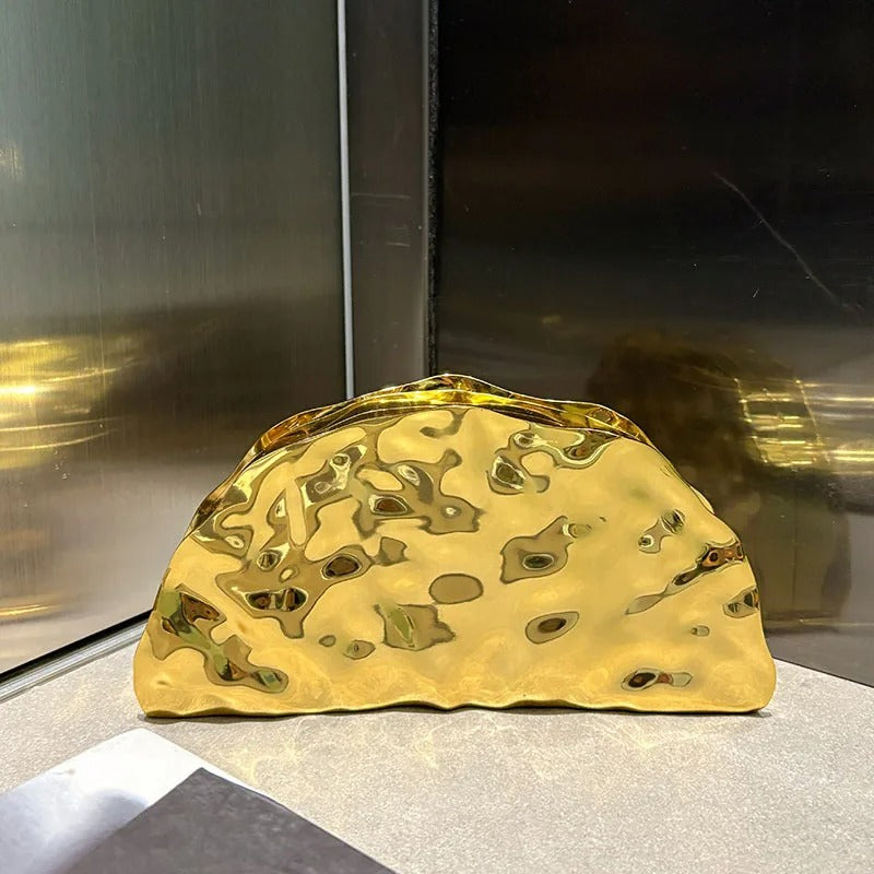 Bolsa Clutch Dourada Luxuosa com Alça